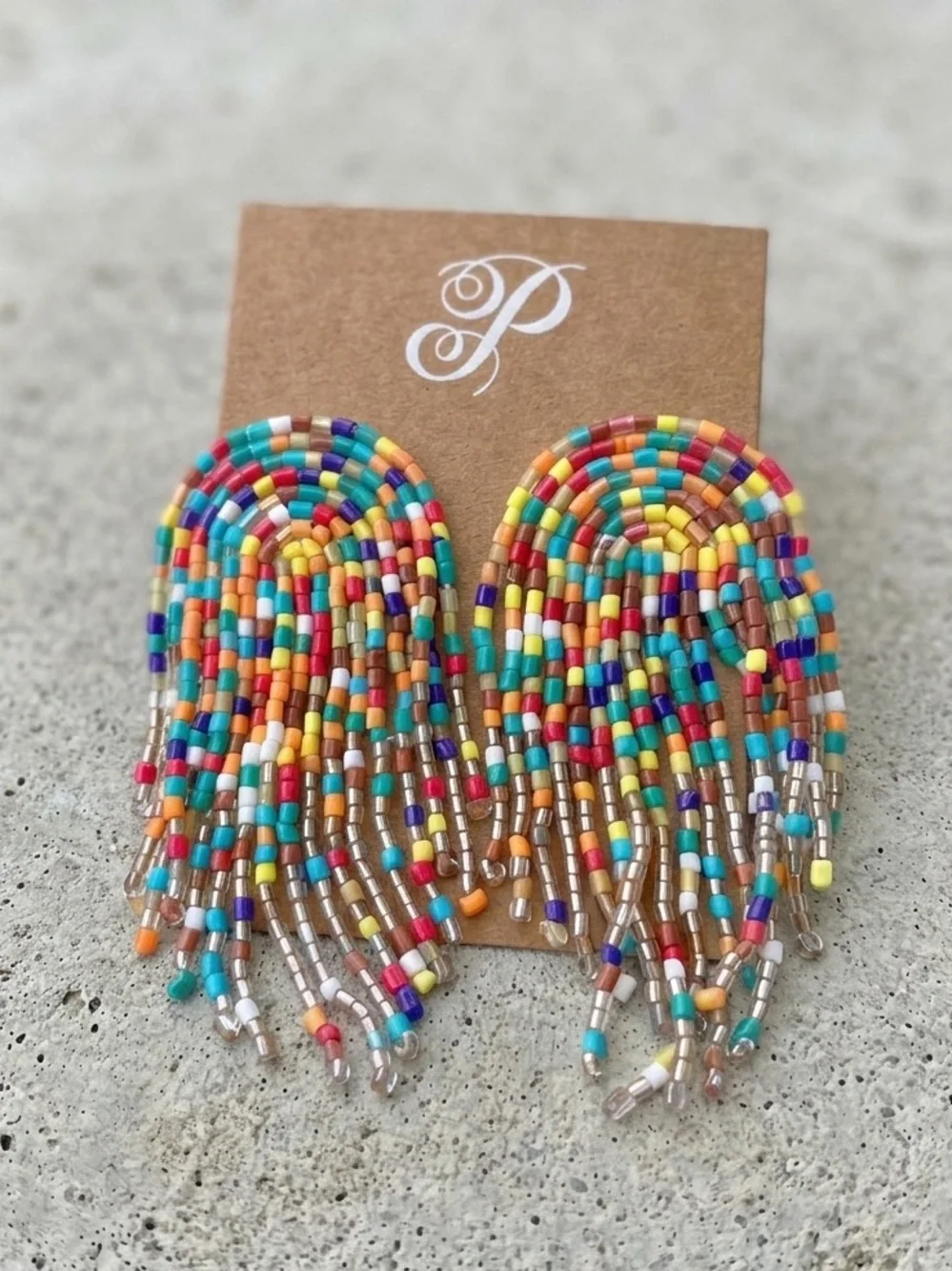 New Plunder Colorful Multicolor Beaded Fringe Earrings